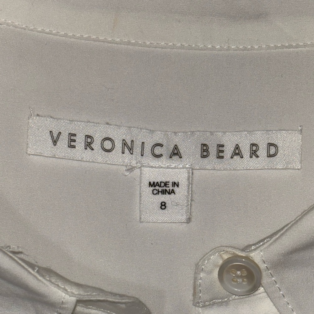 Veronica Beard Bell Ruched Stretch Poplin White Dress Size 8 Minimalist - Picture 4 of 12